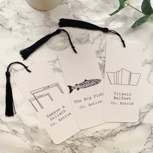 Irish Landmark Bookmarks of Famous Sights -  Belfast, Samson&Goliath, Titanic, The Big Fish, Antrim - Book Lovers Gift - Have A Day Designs
