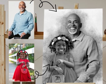 Add Person to Photo - Add Deceased Loved One to Photo - Custom gift and memorial - Combine Photos - Gift for Dad Mom - Black and white