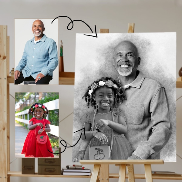 Add Person to Photo - Add Deceased Loved One to Photo - Custom gift and memorial - Combine Photos - Gift for Dad Mom - Black and white