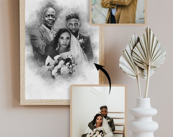 Agregar persona a la foto de la boda - Agregar a alguien a la foto - Regalo personalizado - Regalo para los novios - Retrato familiar para la boda - Combinar fotos