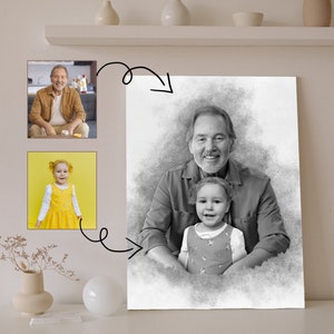 Personalized Portrait - Christmas gift for Father and Mom - Combine Photo Merge - Pictures with Deceased Loved Ones - Add Someone Person