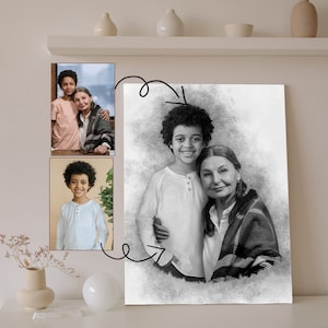 Combine Photos Add Deceased Loved One to Photo Add Person Custom gift and memorial Gift for Dad Mom Black and white Digital art image 1