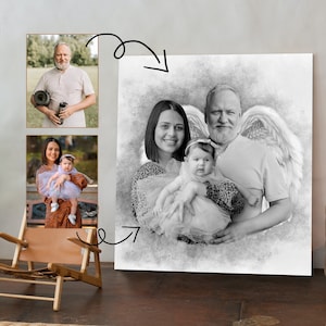 Add Deceased Person to Photo - Merge Combine Photos - Add Passed Away Loved One to Picture - Memorial Gift for Mom Dad Family- Angel Wings