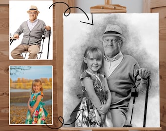 Add Deceased Loved One to Photo - Memorial Gift for Father - Passed Away Person to Picture - Add Person to Photo - Combine Merge Photos