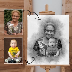 Combine Photos Add Deceased Loved One to Photo Add Person Custom gift and memorial Gift for Dad Mom Black and white Digital art image 10