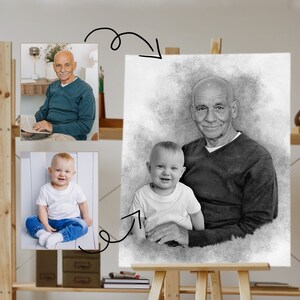 Lägg till person till foto - Lägg till avliden nära och kära till foto - Anpassad present och minnesgåva - Kombinera foton - Present till pappa mamma - Svartvitt bild 5