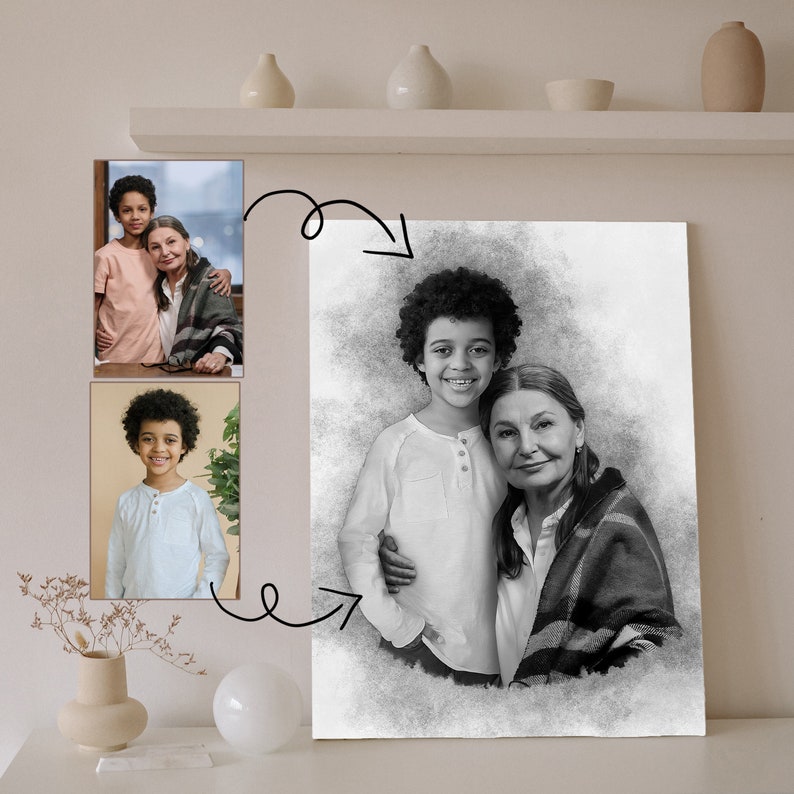 Add Loved One to Photo Memorial Portrait for Deceased Father Mom Gift for Loss of Loved One Remembering Passed Away Loved One image 2