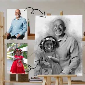 Combine Photos Add Deceased Loved One to Photo Add Person Custom gift and memorial Gift for Dad Mom Black and white Digital art image 5