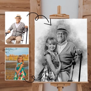 Lägg till person till foto - Lägg till avliden nära och kära till foto - Anpassad present och minnesgåva - Kombinera foton - Present till pappa mamma - Svartvitt bild 8