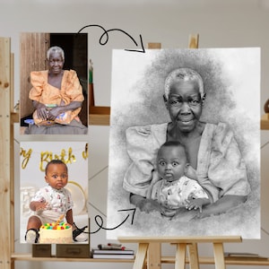 Lägg till person till foto - Lägg till avliden nära och kära till foto - Anpassad present och minnesgåva - Kombinera foton - Present till pappa mamma - Svartvitt bild 2