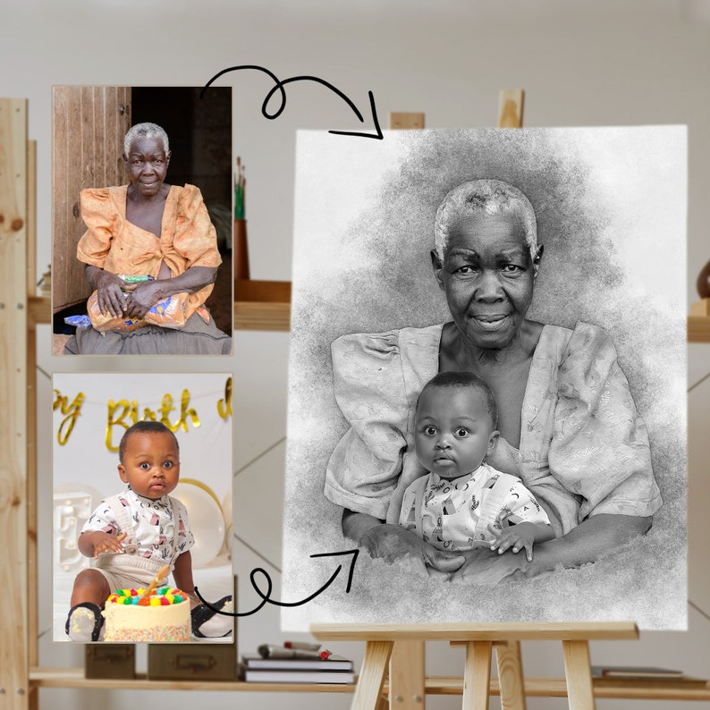 Lägg till person till foto - Lägg till avliden nära och kära till foto - Anpassad present och minnesgåva - Kombinera foton - Present till pappa mamma - Svartvitt bild 2