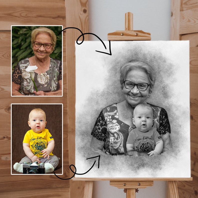 Add Loved One to Photo Memorial Portrait for Deceased Father Mom Gift for Loss of Loved One Remembering Passed Away Loved One image 3