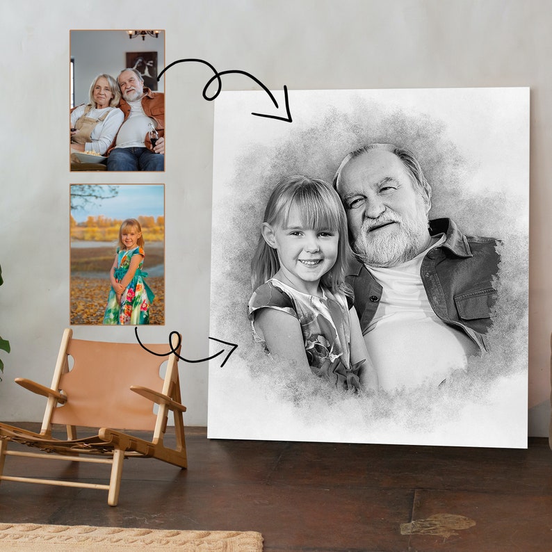Lägg till person till foto - Lägg till avliden nära och kära till foto - Anpassad present och minnesgåva - Kombinera foton - Present till pappa mamma - Svartvitt bild 6