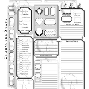 Ranger Character Sheet Dungeons & Dragons 5e - Etsy