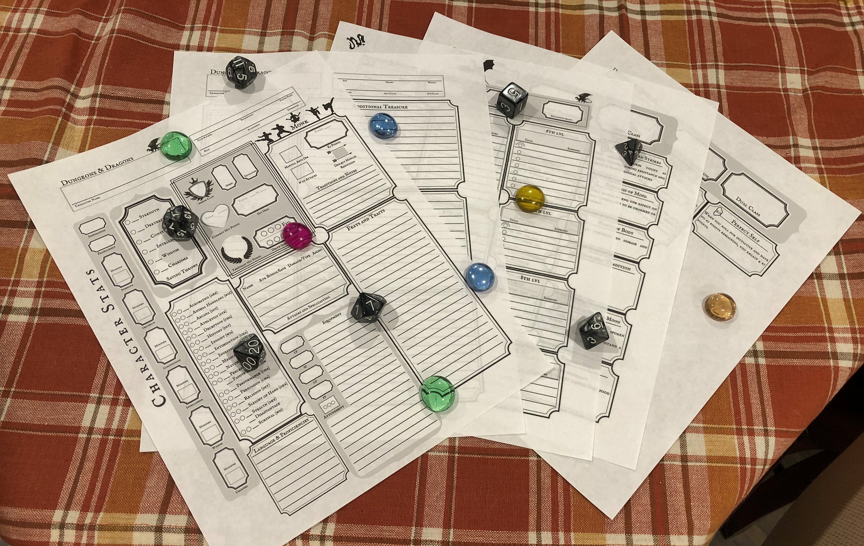 Monk Character Sheet Dungeons &amp; Dragons 5e - Etsy