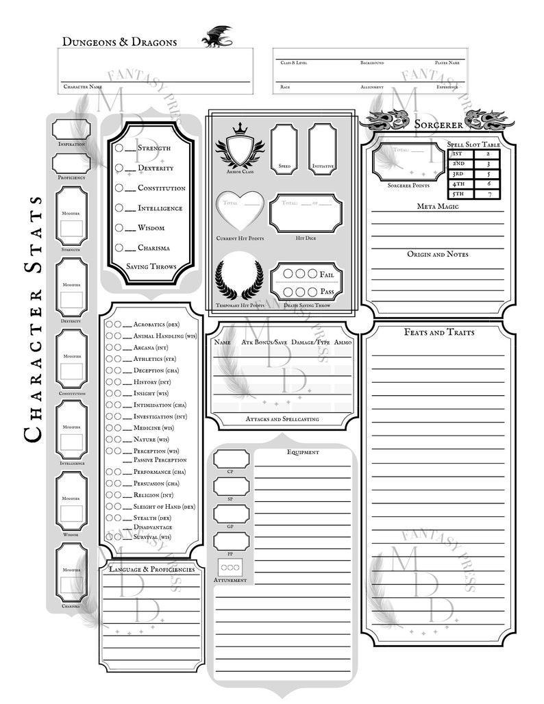 Dungeons and Dragons 5e Caster Class Bundle Etsy