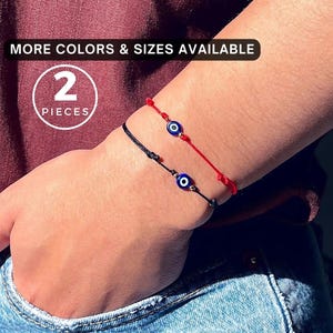 2 pièces bracelet rouge mauvais œil, bracelet Mal De Ojo, bracelet cordelette rouge kabbale breloque mauvais œil, bracelet Nazar