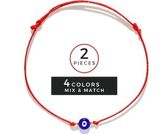 2pc Red Evil Eye Bracelet, Mal De Ojo Bracelet, Kabbalah Red String Bracelet Evil Eye Charm, Nazar Bracelet