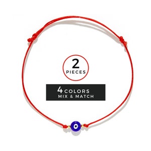 2pc Red Evil Eye Bracelet, Mal De Ojo Bracelet, Kabbalah Red String Bracelet Evil Eye Charm, Nazar Bracelet