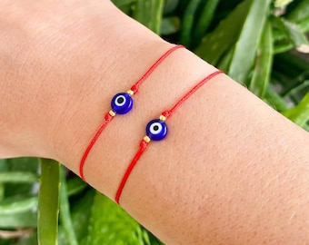 2pc Red String Evil Eye Bracelet, Kabbalah Protection Nazar Bracelet, Turkish Blue Evil Eye, Red Thread Bracelet, Ojo Turco Greek Jewelry