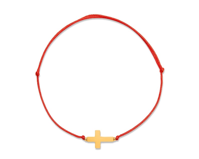 red string bracelet for protection, sideways cross bracelet, christian jewelry for christmas