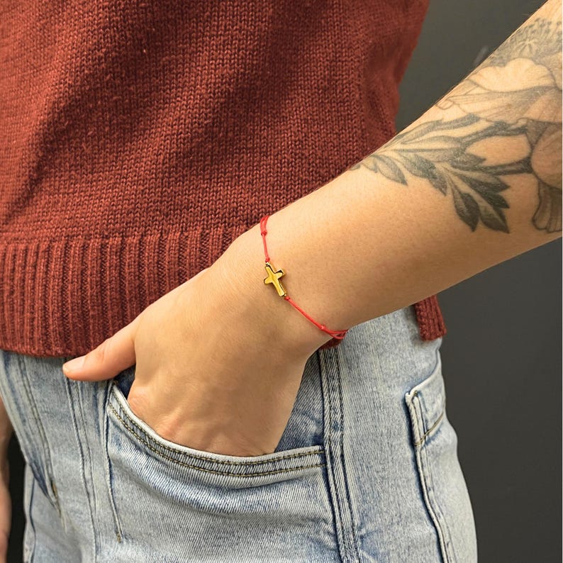 kabbalah red string cross bracelet for women