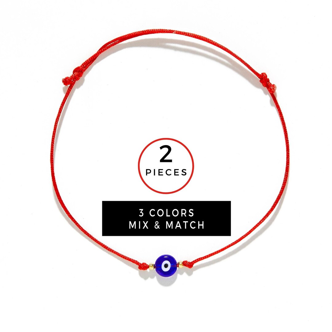 2pc Red Evil Eye Bracelet, Mal De Ojo Bracelet, Kabbalah Red String