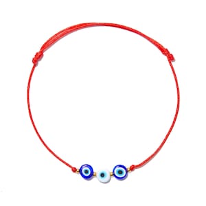 blue white triple evil eye bracelet