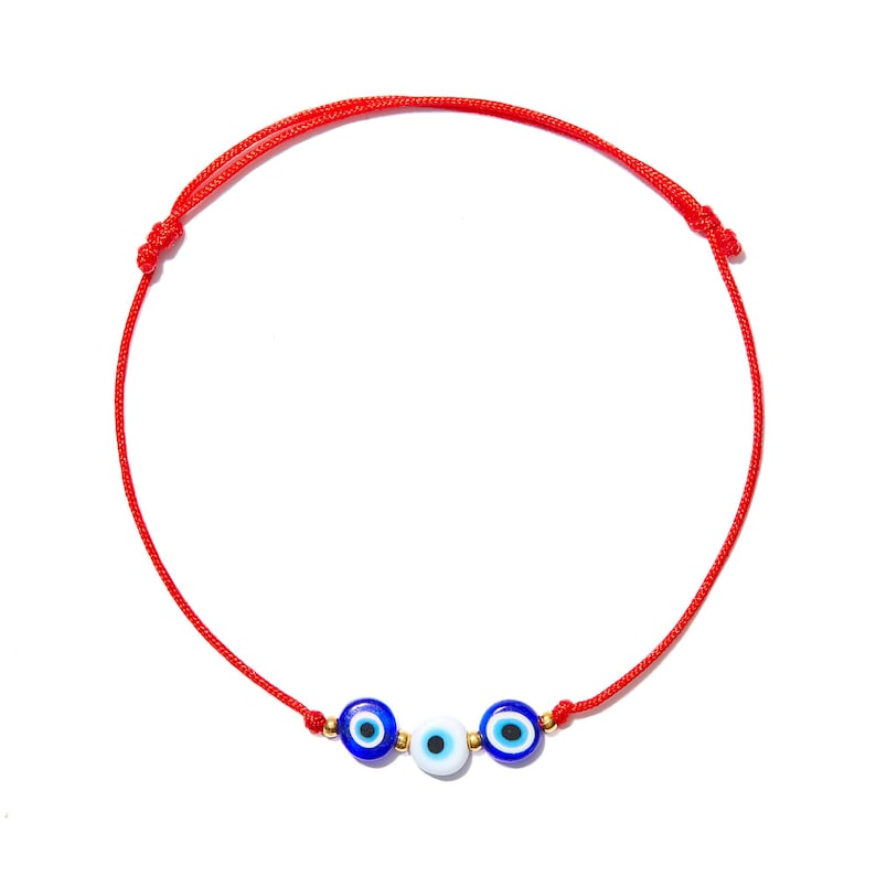 blue white triple evil eye bracelet