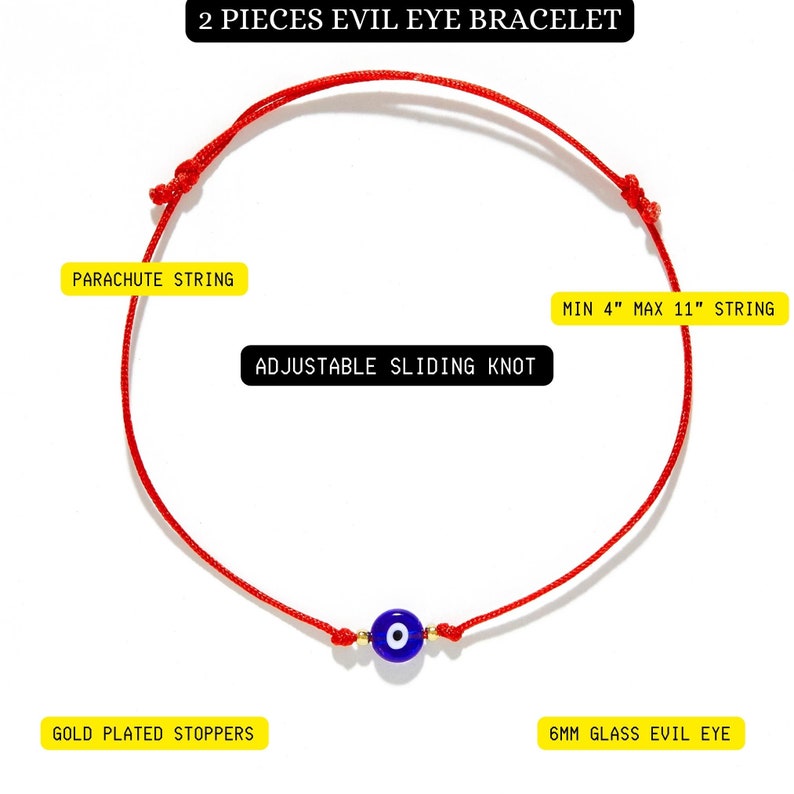 evil eye infographics parachute string adjustable 6mm glass evil eye sliding knot