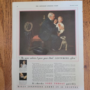 Lambert Pharmacal Company&#39;s Listerine Ad | Illustrated by Norman Rockwell | &quot;The Saturday Evening Post&quot; (December 14, 1929) | Free Shipping