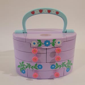 Bluebird &quot;Pull-Out Playhouse&quot; Polly Pocket Carrying Case | Oval, Lavender Case | Nearly Complete Set | Vintage (1991) | FREE SHIPPING