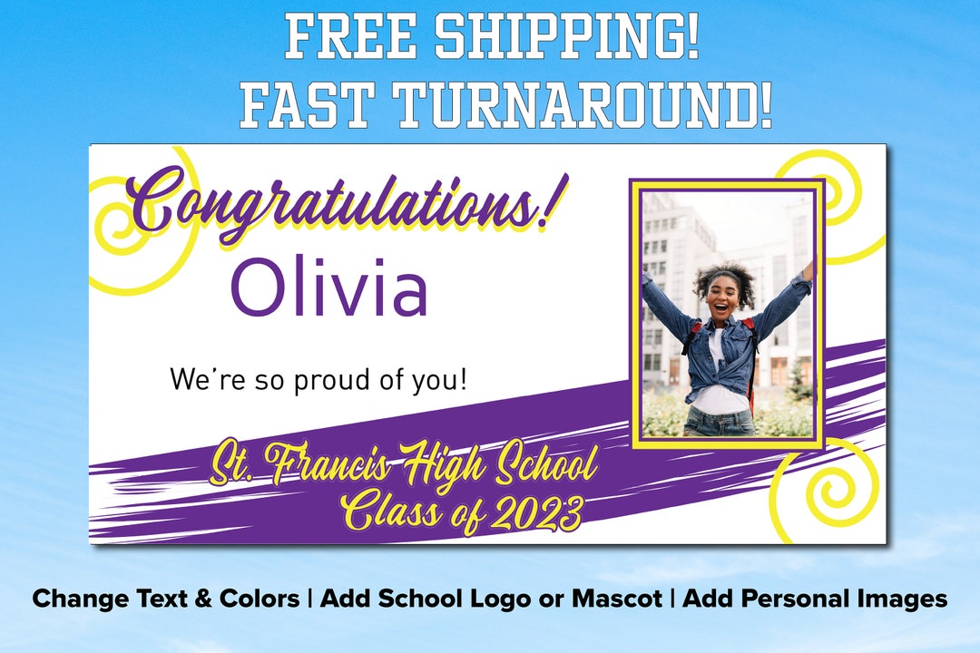 Custom Graduation Banner Class of 2023 High School Grad - Etsy