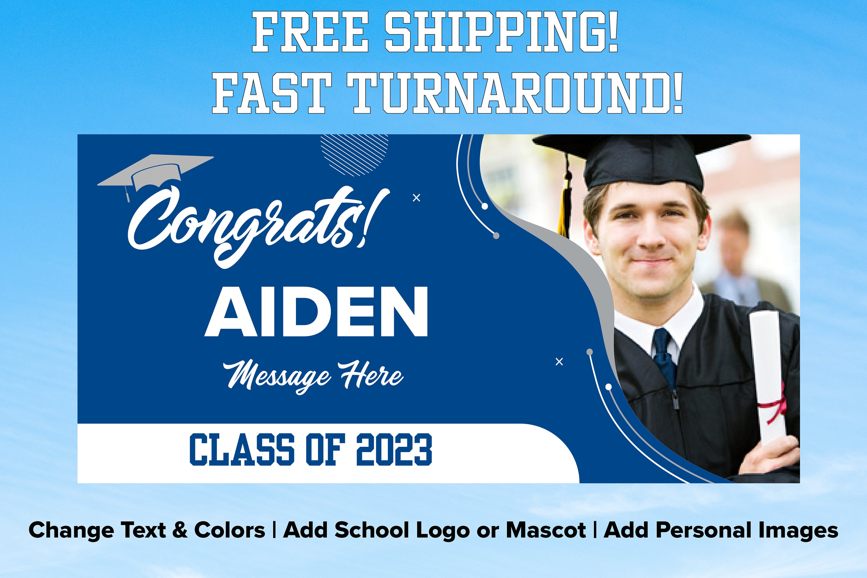 Custom Graduation Banner Class of 2023 High School Grad Banner College Grad Banner
