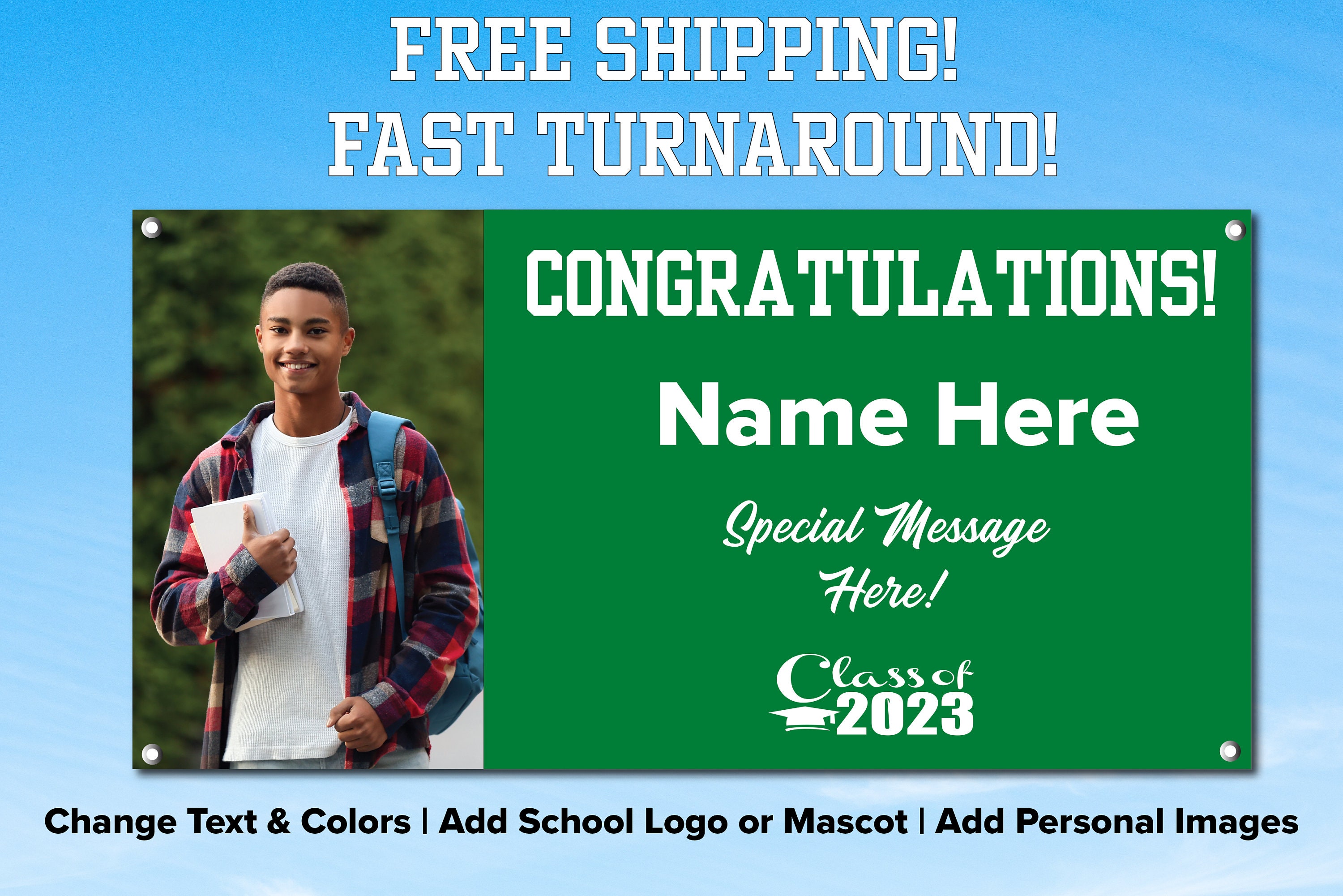 Custom Graduation Banner Class of 2023 High School Grad Etsy