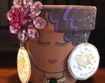 Taurus Horoscope Terra Cotta Custom Planter Pot