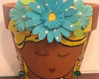 Bright Lemon Zest Theme Terra Cotta Custom Planter Pot
