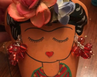 Frida Kahlo Theme Terra Cotta Custom Planter Pot