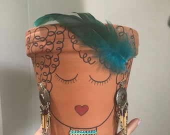 Native American Theme Terra Cotta Custom Planter Pot