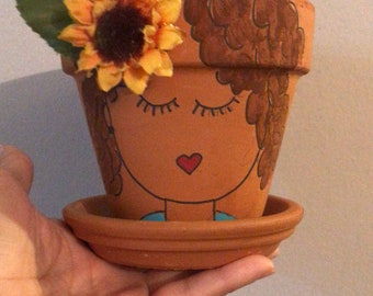 Sunflower Theme Terra Cotta Custom Planter Pot