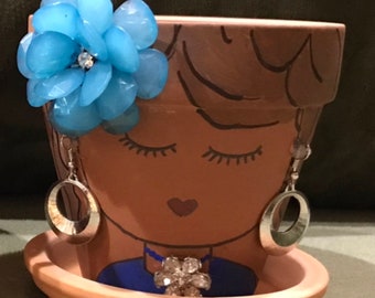 Flower Theme Terra Cotta Custom Planter Pot