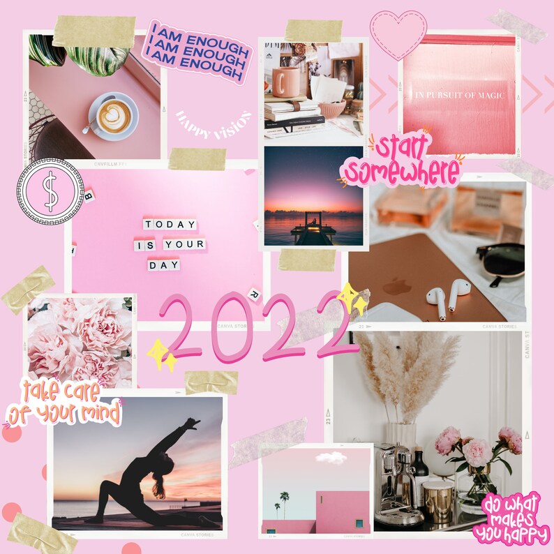2022 Vision Board Kit Vision Board Templates Printable Etsy