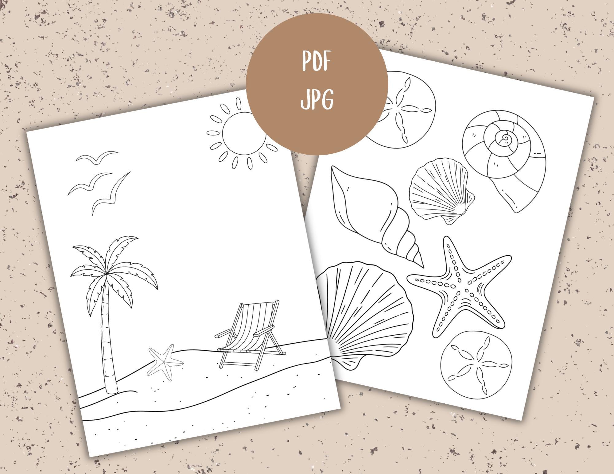 Summer Days Coloring Page | Sand Beach Sun Print (instant Download) - Etsy