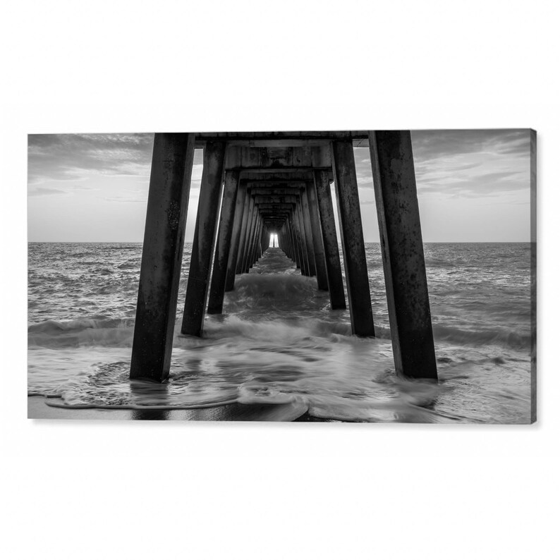Venice Fishing Pier, Canvas Print, Photo Print, Venice Florida, Black and White, Florida Wall