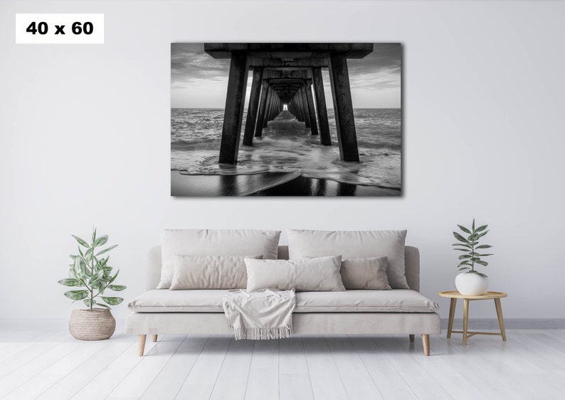 Venice Fishing Pier, Canvas Print, Photo Print, Venice Florida, Black and White, Florida Wall