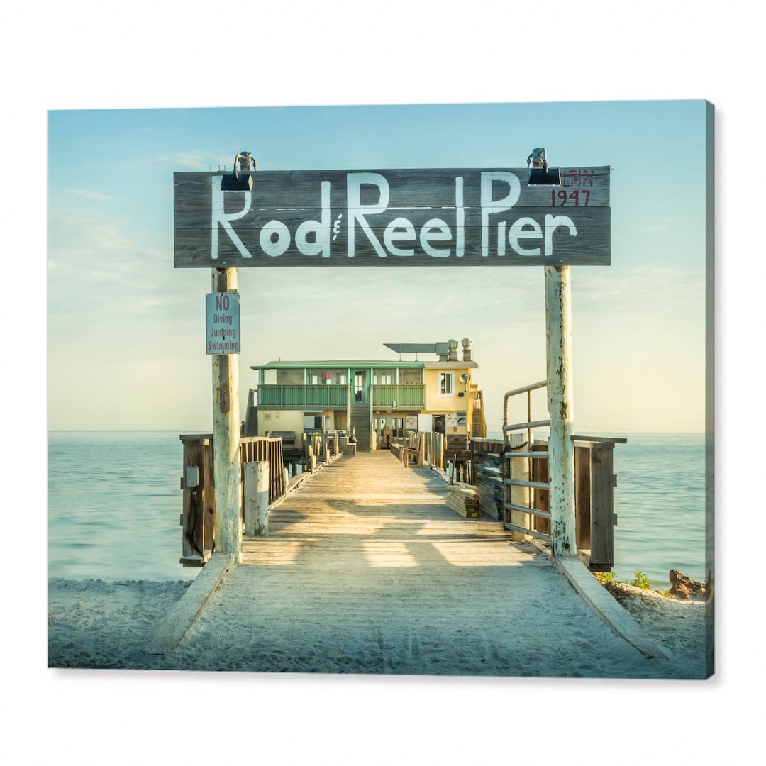 Rod and Reel Pier, Canvas Print, Photo Print, Anna Maria Island, Bradenton  Florida, Tampa Bay, Beach House Decor by Liesl Walsh Photography