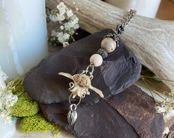 Long Opossum Vertebrae Bone Wire Wrapped Necklace, Handmade, Vulture Culture, Wiccan Necklace, Occult Necklace, Gothic Necklace, Taxidermy