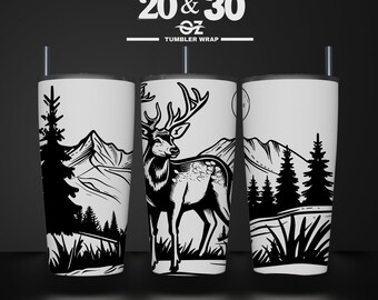 Deer Laser Engraved Tumbler Wrap: Seamless SVG File (20 & 30 oz)