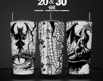 Dragon Laser Engraved Tumbler Wrap Design: 20oz 30oz (SVG LaserFile)