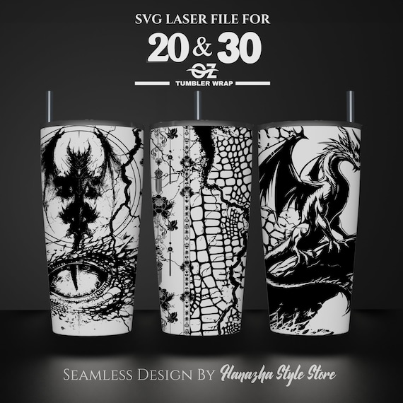 Dragon Laser Engraved Tumbler Wrap Design: 20oz 30oz (SVG LaserFile)